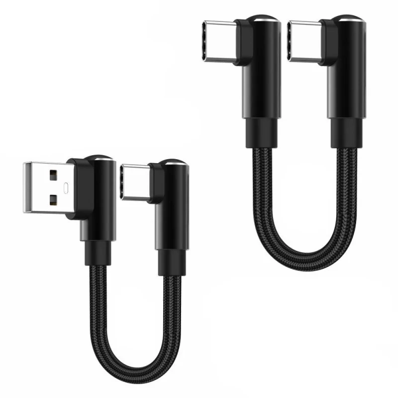 0-25M-0-5M-Short-Data-Cable-90-Degree-Elbow-USB-A-USB-C-to-Type-C-Fast-Charging-Cable