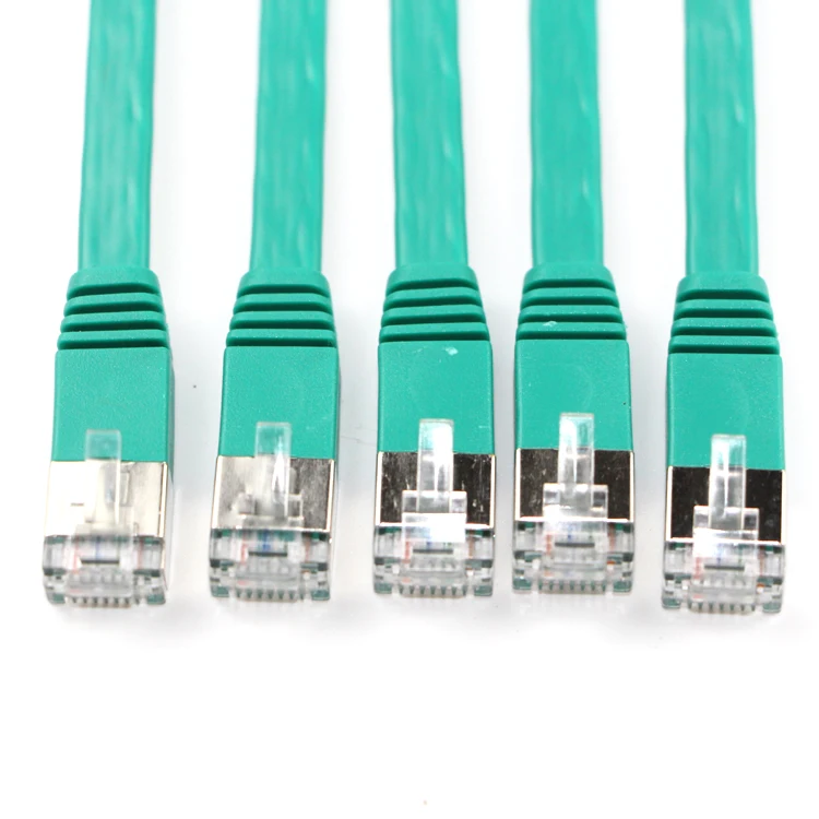 0.5m-Green-FTP-32AWG-PVC-Flat-Patch-Cord-Cable-RJ45-Bare-Copper-Bulk-Price-for-Communication-Cat5e-Cat6-Cat6e-Cat6A-Cat7