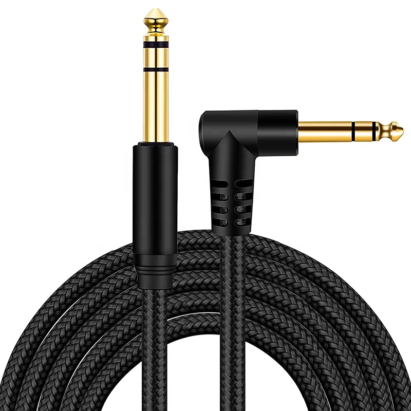 1-4-Inch-6.35MM-TRS-Coaxial-Gold-Plated-Instrument-Cable-Right-Angle-Low-Noise-Balanced-Audio-Guitar-Bass-Speaker-Piano