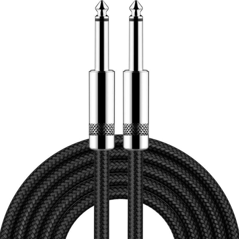 1-4-Inch-to-1-4-Inch-TS-Straight-Male-to-Male-6.35mm-Mono-Jack-Guitar-Instrument-Cable-with-Alloy-Connector-and-Nylon-Braid