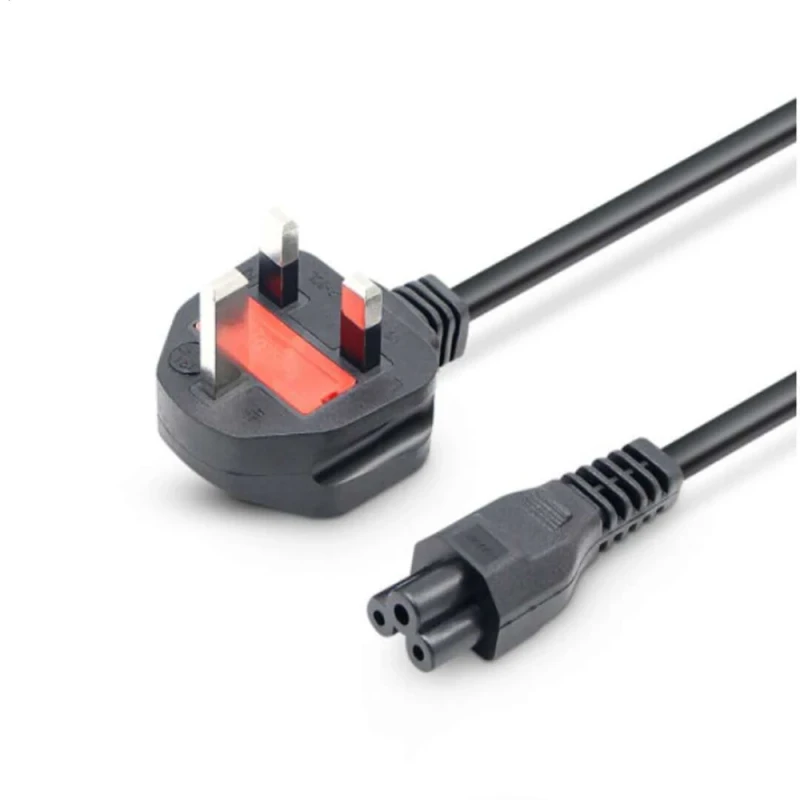 1.5M-2M-3M-Black-Power-Extension-Cord-UK-Plug-IEC-C5-Clover-Leaf-CloverLeaf-Lead-Cable-Mickey-Mouse-End