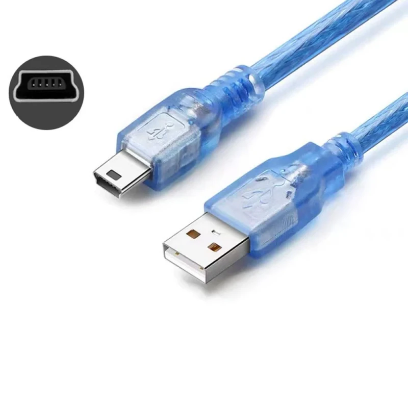 1.5M-3M-5M-10M-High-Speed-USB-2.0-Mini-USB-Cable-Transparent-Blue-Charging-Data-Cord-for-Digital-Camera-HDD-MP3-MP4-GPS-DVR