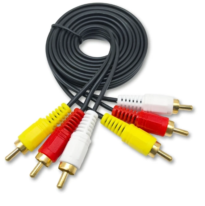 1.5m-Gold-Plated-3RCA-Audio-Video-Cable-OFC-Copper-Black-3RCA-to-3RCA-Male-to-Male-DVD-HD-AV-Cable