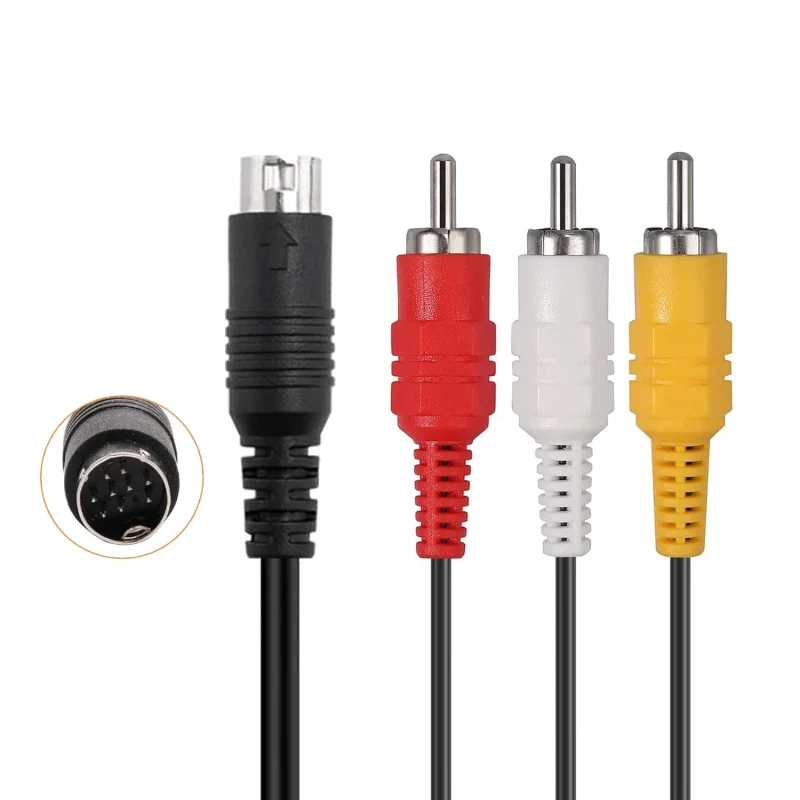 1.8M-6ft-9-Pins-Audio-Video-AV-Cable-RCA-Lead-Cable-for-SEGA-Mega-Drive-2-3-Drive-Genesis-Console
