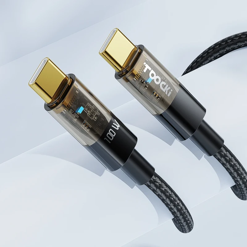 100W-Fast-Charging-Type-C-Cable-PD-5A-High-Current-Data-Sync-Braided-Wire-Gold-Plated-Connector-1m-iOS-Laptop