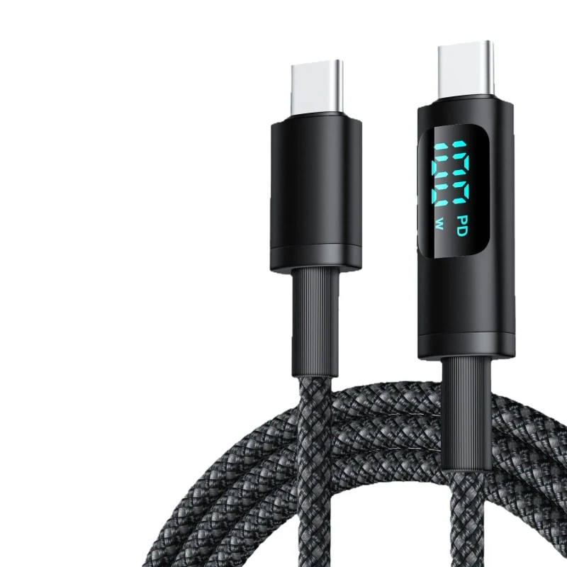 100W-USB-C-to-Type-C-Fast-Charging-Cable-with-LED-Power-Display-Nylon-Jacket-for-Camera-Earphone-Phone-Laptop-OEM