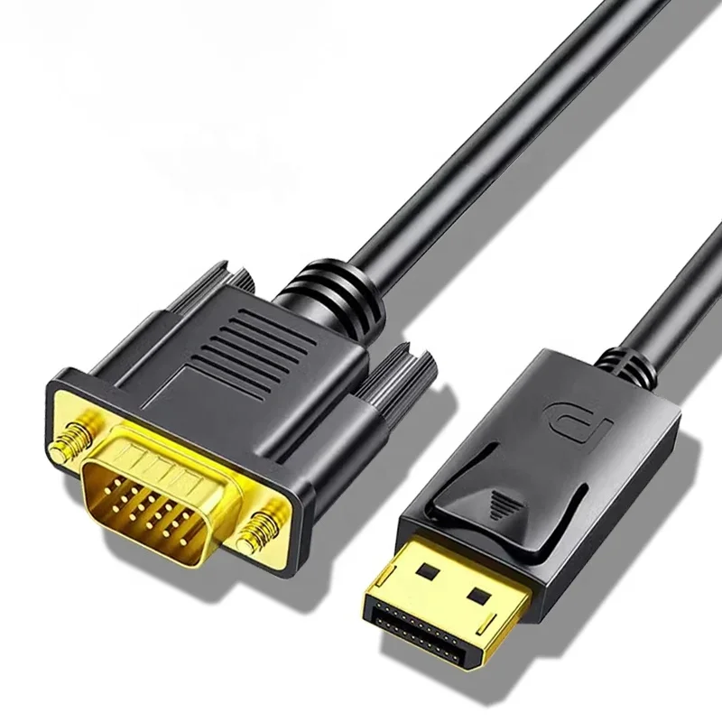 1080P-DP-Male-VGA-Male-High-Quality-Gold-Plated-1.8M-Coaxial-PVC-Jacket-Audio-Video-Cable-for-DVD-Player-Projector