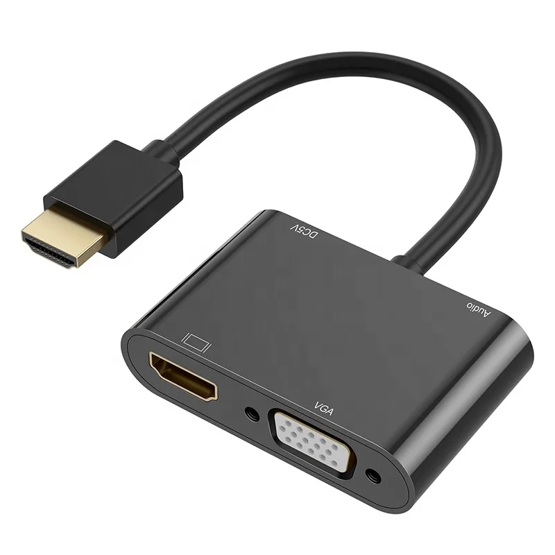 1080P-VGA-Splitter-Video-Converter-with-Twisted-Pair-Coaxial-PVC-Jacket-3.5MM-Audio-Jack-Charging-Cable-Black