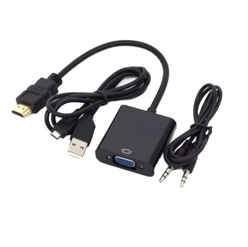 1080p-60Hz-Active-HDMI-PS4-Adapter-Converter-for-Projector-PVC-3.5mm-Audio-Video-Micro-USB-Power-Supply-HDTV-VGA-Male-Female