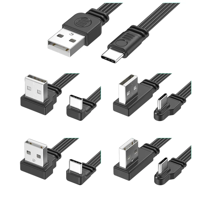10CM-30cm-50cm-100CM-Soft-FPC-USB-Male-Type-C-Male-Charging-Data-Cable-Flat-Flexible-Straight-Left-Right-Angled-90