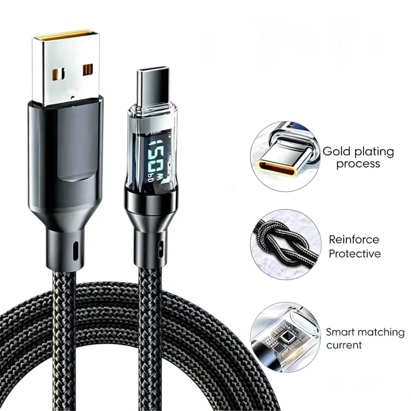 120W-Super-Fast-Charging-Type-C-Cable-LED-Digital-Display-Nylon-Braided-Data-Sync-Charger-Cord-for-Smart-Phone-Tablet