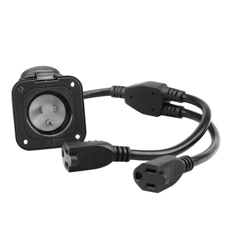 125V-Waterproof-Power-Inlet-Socket-Back-Cover-with-15A-AC-Port-Plug-and-2-Extension-Cords