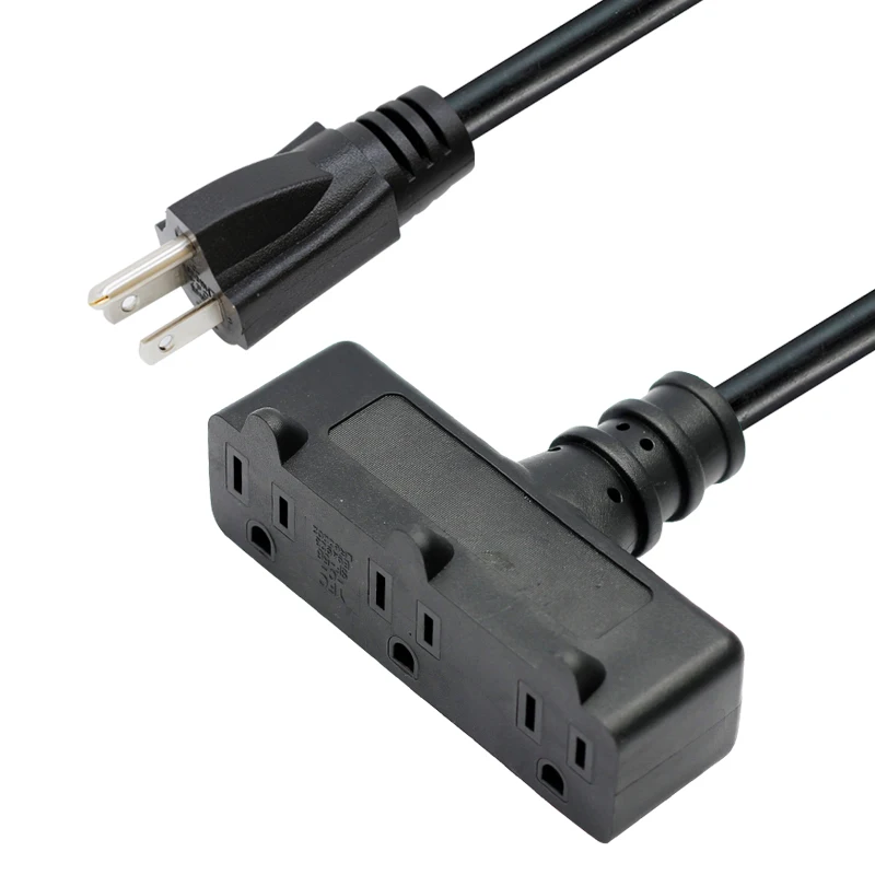 14AWG-Extension-Cable-with-3-Prong-Grounded-Plug-3-Outlet-5-15R-American-Standard-Power-Cord