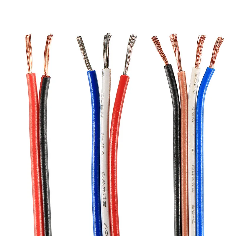 2-Core-PVC-Copper-Flexible-Cable-UL2468-Double-Parallel-Transparent-Electrical-Speaker-Wire-Power-Cables