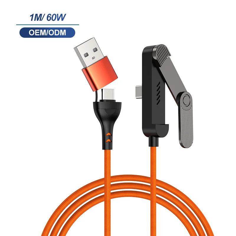 2-in-1-Gaming-Cable-Dual-Port-Type-AC-to-Type-C-60W-1m-3.3ft-Nylon-Braided-Type-C-Cable-with-360-Rotation-Phone-Stand