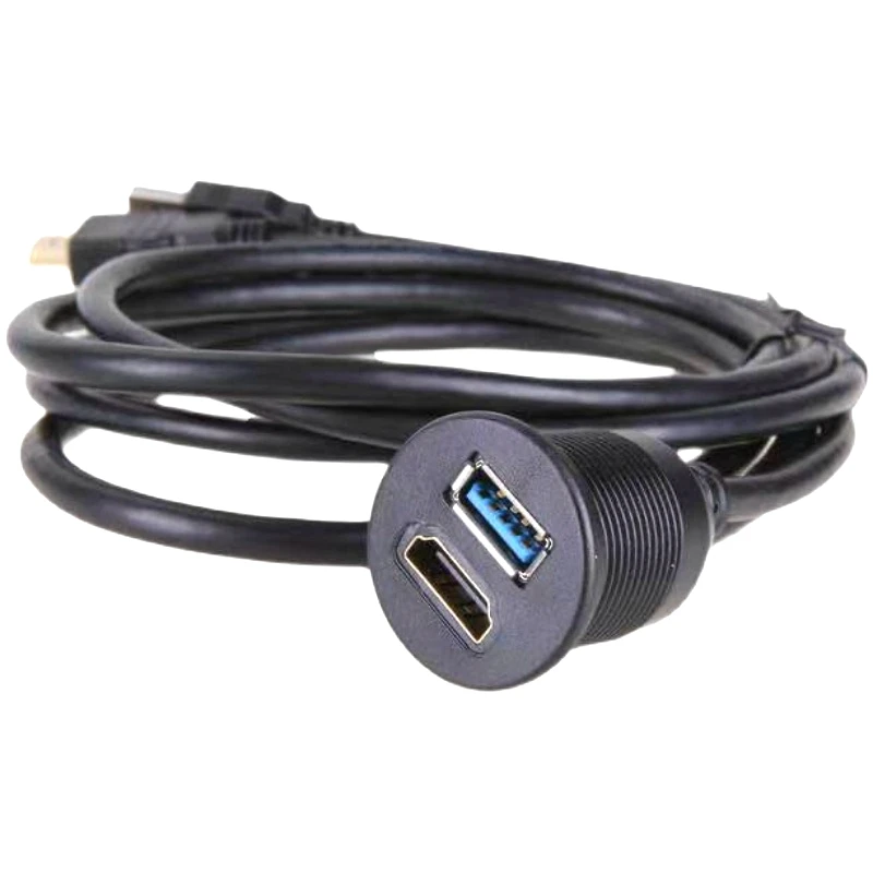 2-in-1-Panel-Flush-Mount-Communication-Cable-with-3.0-USB-and-HD-Plug-Extension-Copper-Conductor