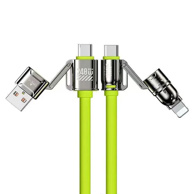 240W-Bullet-Head-4in1-Mobile-Phone-Data-Cable-1m-1.5m-High-Power-Super-Fast-Charge-Jacket-Zinc-Alloy-Connectors-Type-C