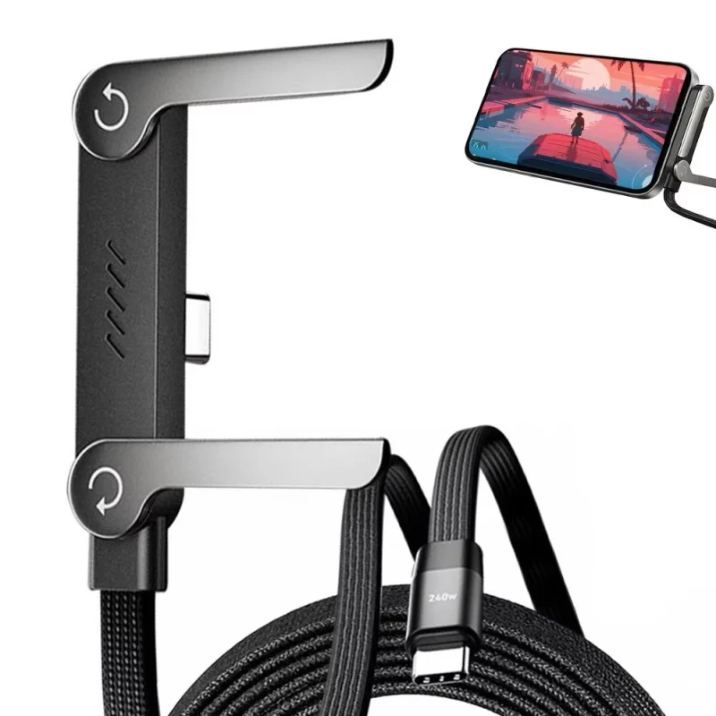240W-USB-C-to-C-Fast-Charging-Cable-With-Foldable-Phone-Holder-1.5m-90-Degree-Right-Angle-PD3.1-Data-Cord-For-Laptop-Tablet
