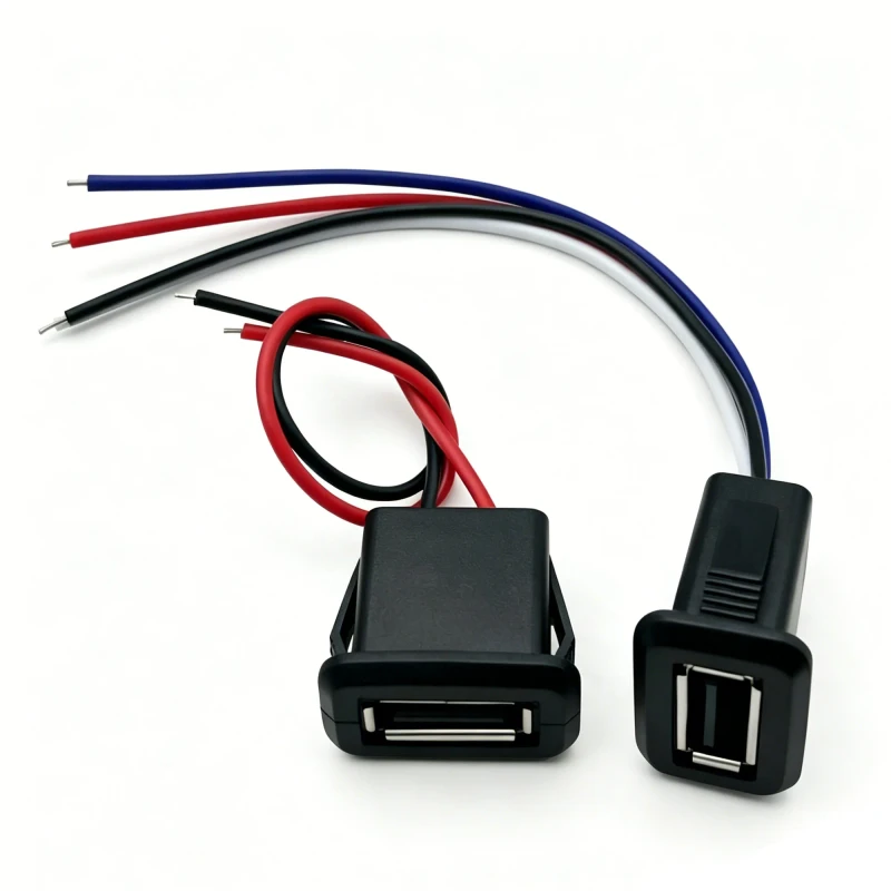 2Pin-4Pin-USB-2.0-Female-Power-Jack-Charging-Port-Connector-Data-Interface-Cable-Connector