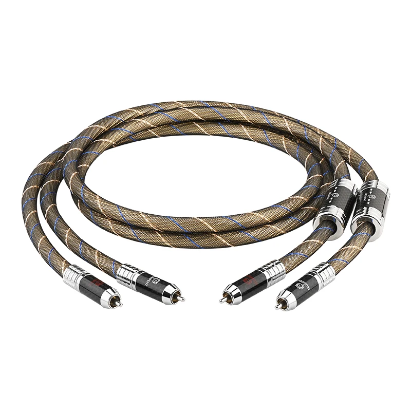2RCA-Signal-Audio-Video-Cable-OCC-Sterling-Silver-plated-Core-Pure-Copper-Rhodium-plated-Dual-RCA-Male-to-Male-Connectors