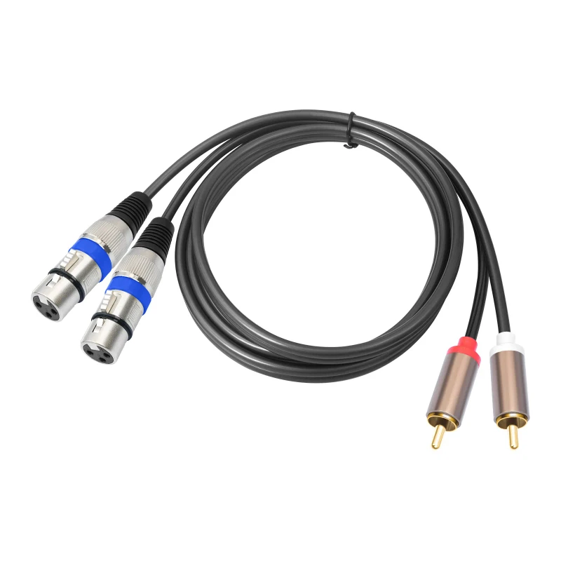 2XLR-Female-to-2RCA-Male-Plug-Dual-Mixer-Microphone-Stereo-Audio-Cable-Cord-1.5meter-and-3meter