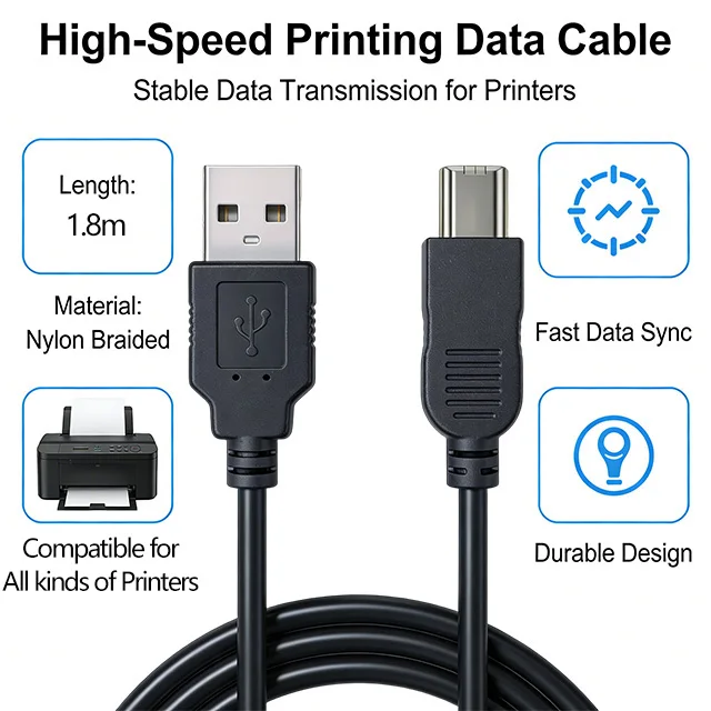 2m-Black-Male-to-Male-480-Mbps-USB-A-to-B-Cable-PVC-Jacket-2.0-USB-Printer-Data-Cable