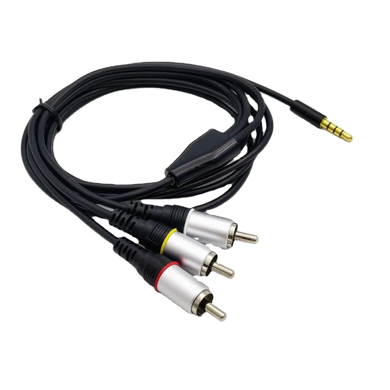 3.5mm-RCA-AV-Cable-Audio-Video-Transmission-6.6FT-Aluminum-Shell-1-8-TRRS-Connector-Bare-Copper-Conductor-Speaker-Compatible