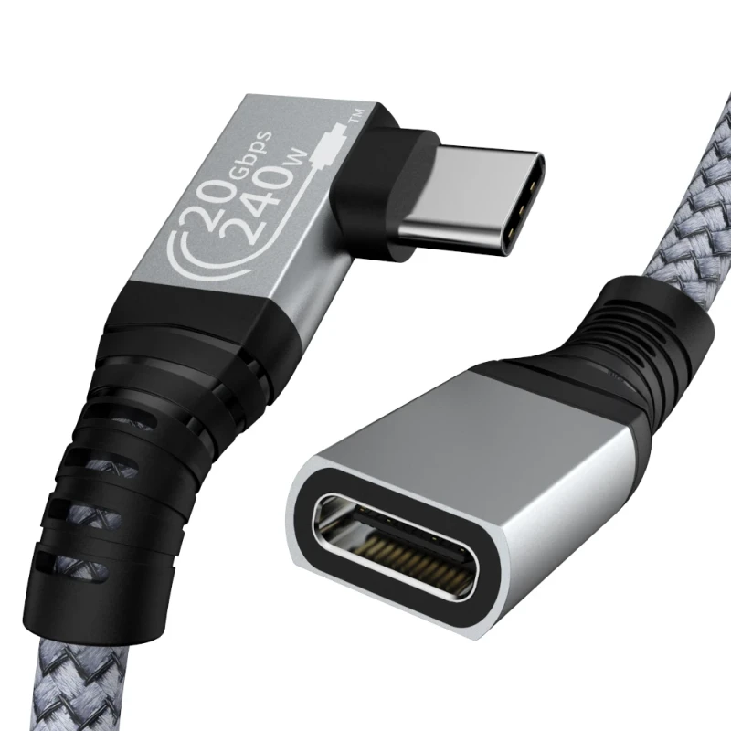 30cm-Nylon-Braided-90-Degree-USB-Extension-Cable-Short-Right-Angle-U-Type-C-Extension-Cable-Male-to-Female