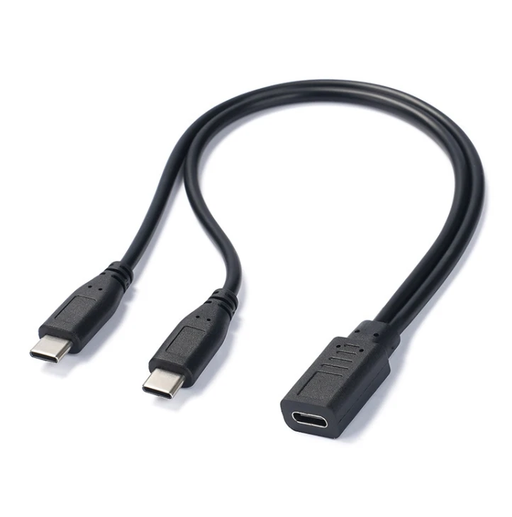 30cm-USB-Type-C-Female-to-2-Dual-USB-Type-C-Male-Y-Splitter-Extension-Fast-Charging-Cable