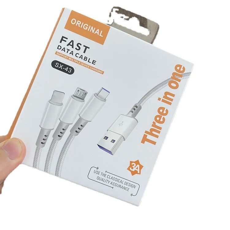 3A-Factory-3-in-1-Charging-Cable-Data-Wire-Micro-USB-Type-C-8pin-Fast-Charge-Nylon-Braided-Data-Cable