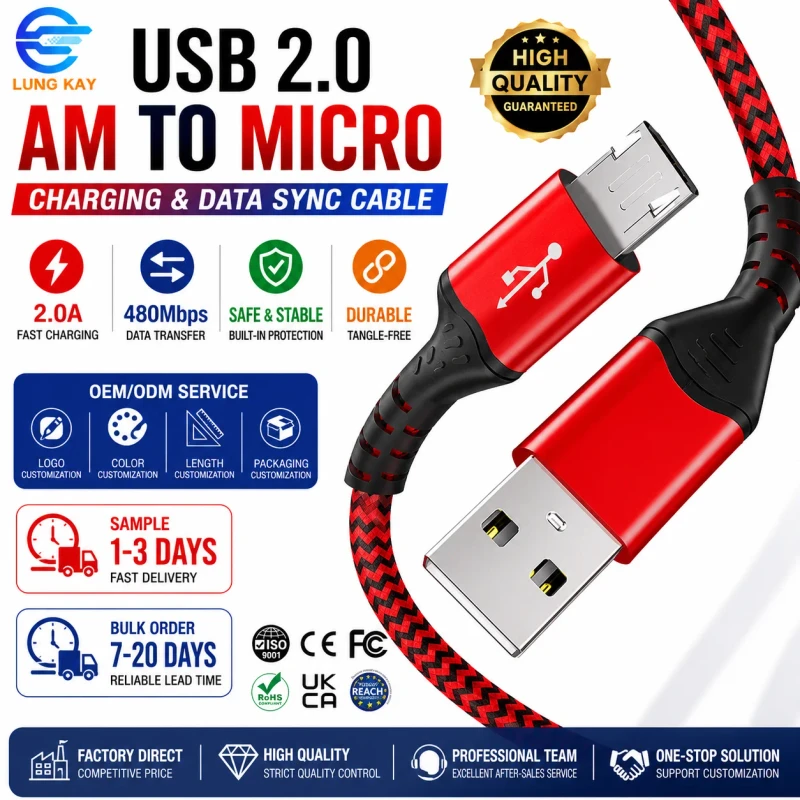 3A-Fast-Charging-Micro-USB-2.0-Cable-3ft-Braided-Nylon-USB-A-to-Micro-B-Data-Sync-Cord-Durable-Phone-Charger-Lead