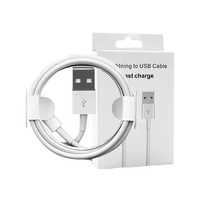 3A-Fast-Charging-White-Phone-Charger-Cable-8-Pin-USB-Type-Braid-TPE-for-Mobile-Phones-Computers-Earphones