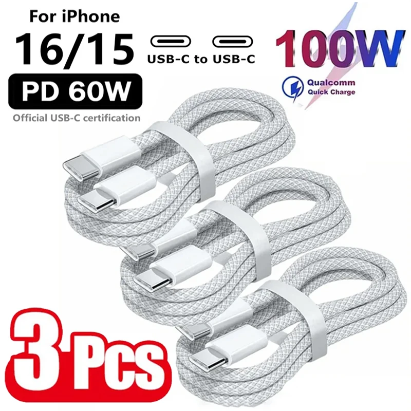 3PCS-USB-C-to-USB-C-100W-Super-Fast-Charging-Cable-with-Data-Transfer-Supports-iPhone-16-15-and-More