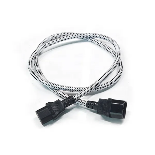 4-Ft-1.22m-Heavy-Duty-Braided-Power-Extension-Cord-15A-250V-14AWG-IEC-320-C14-C13-Connector-for-Server-Systems