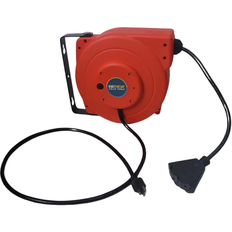45FT-12AWG-SJTOW-Heavy-Duty-Ceiling-Mount-Garage-Reel-Retractable-Extension-Cord-Reel-with-Swivel-Mount