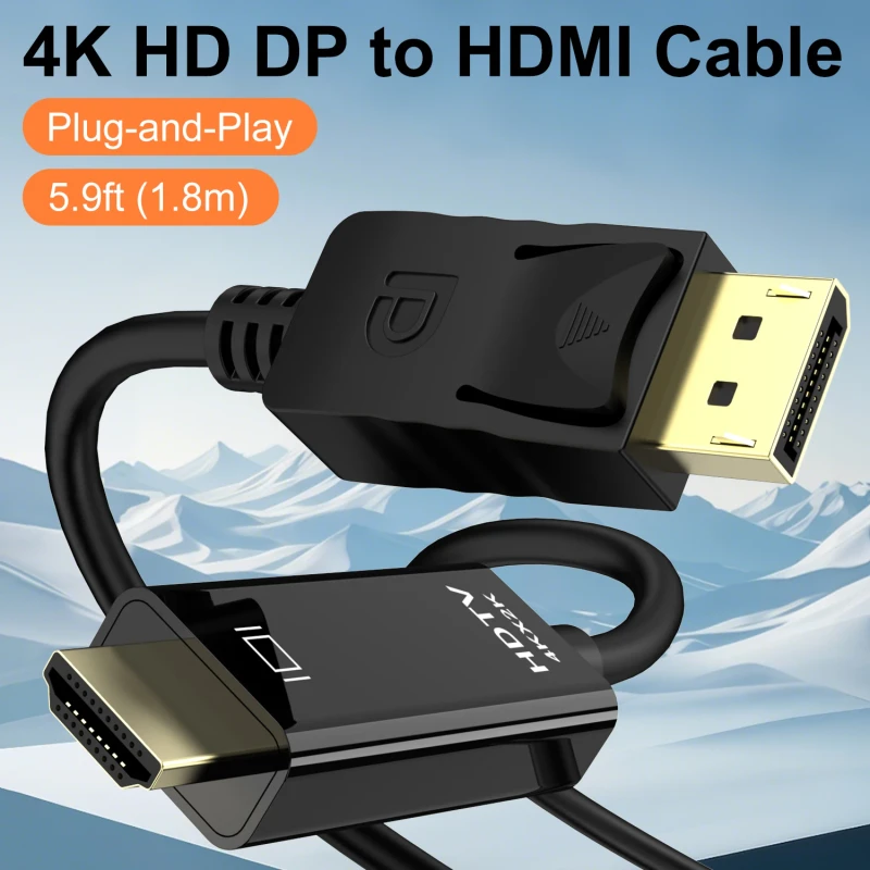 4K-DP-to-HDTV-Cable-1.8M5.9ft-Gold-Plated-DisplayPort-to-HDTV-Cable-for-HD-Video-Output-for-Laptops-Desktops-Monitors-TVs