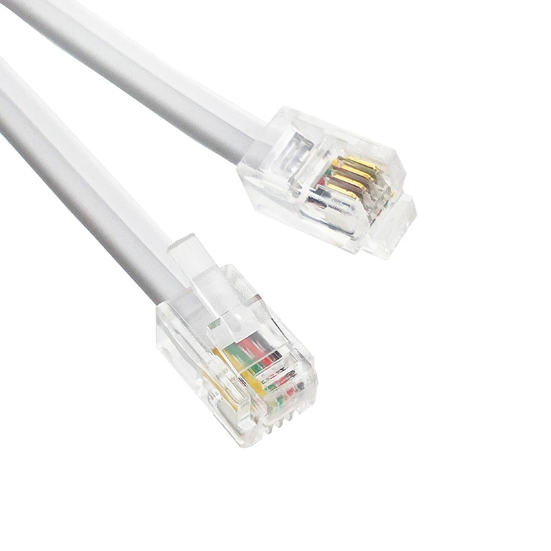 4P4C-RJ11-Telephone-Line-Gray-Module-RJ9-4-Core-Patch-Cord-1m-5m-PVC-Jacket-Insulated-Cat-3-Copper