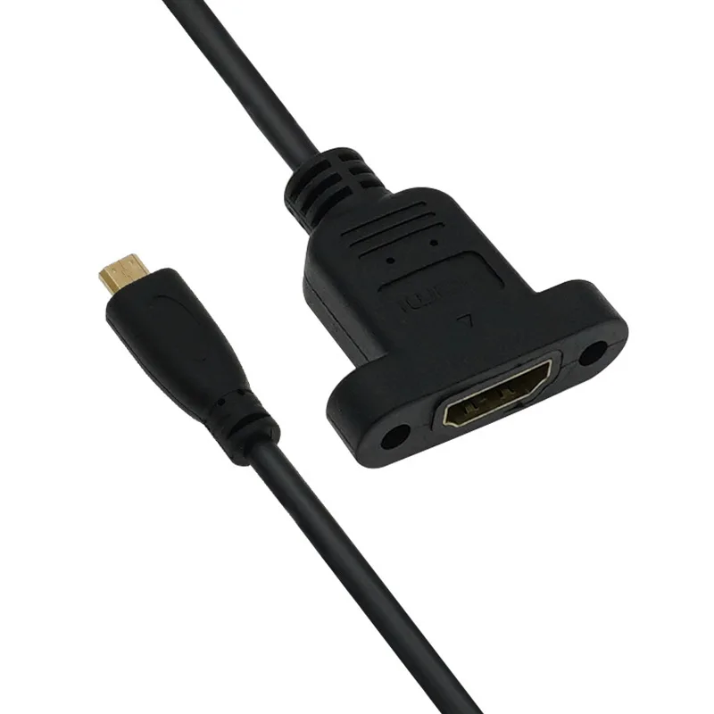 4k-Micro-HDTV-Male-to-HDTV-Female-Panel-Mount-Cable-with-Ear-Audio-Video-Cable-for-Panel-Mounting