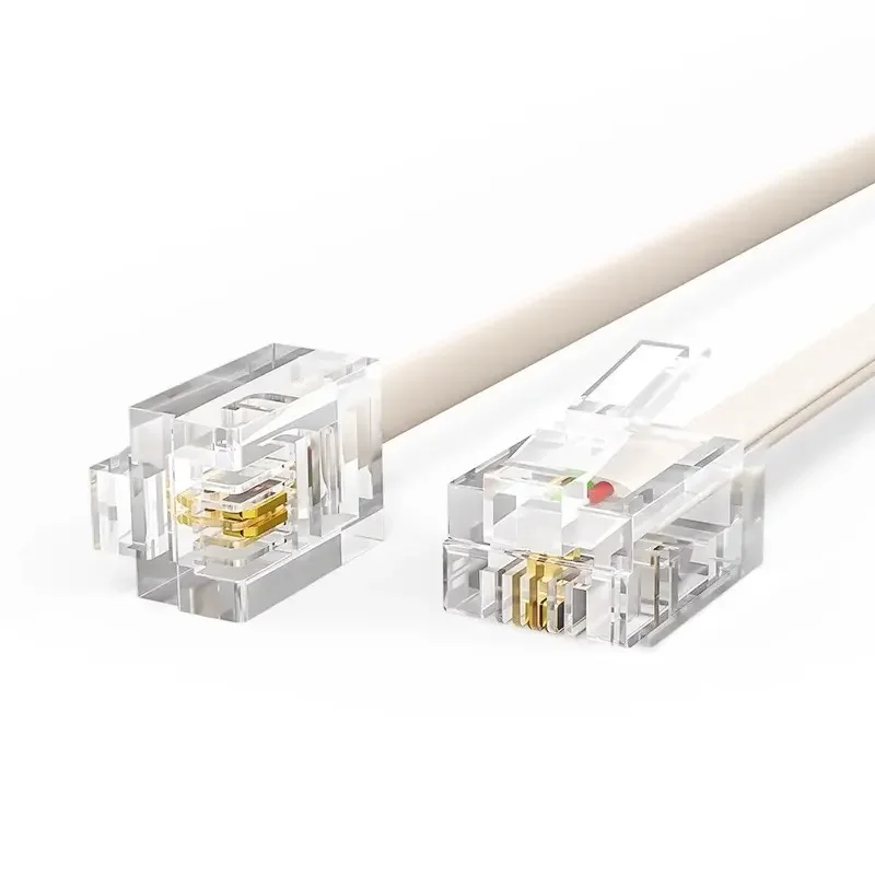 5M-2M-RJ11-Cat-3-Cable-Connector-2-Core-26awg-Flat-Telephone-Line-Cord-for-Landline-Phone-Fax-Machine-Modem-6P4C-4P4C-Connectors
