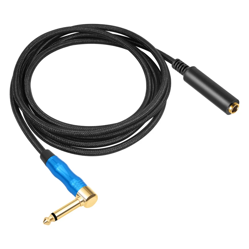 6.35mm-Male-to-Female-Audio-Extension-Cable-Right-Angle-1-4-Inch-Braided-Guitar-Instrument-Cable