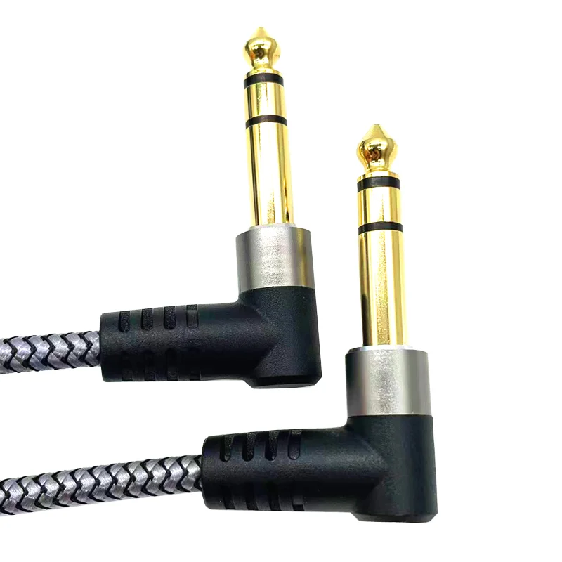 6.5MM-1-4-Inch-to-1-4-Inch-TRS-Male-Plug-Stereo-Audio-Cable-Quarter-inch-6.35mm-Right-Angle-Balanced-Interconnections