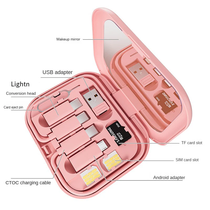 60W-Multifunction-Data-Cable-Digital-Storage-Box-Charging-Mirror-Hidden-Mobile-Phone-Holder-Stand-Mirror