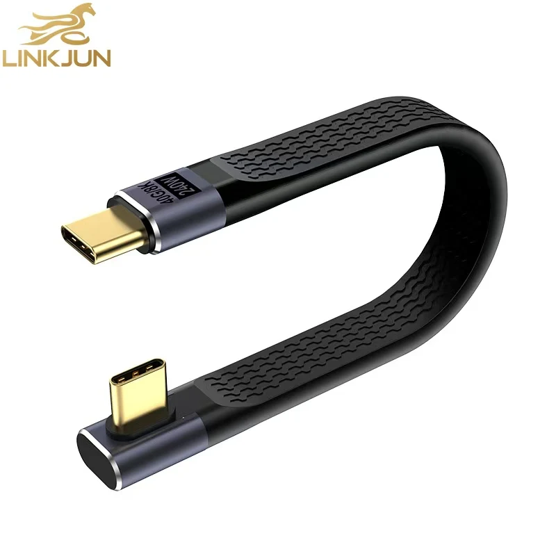 A387-Thunderbolt4-USB-Elbow-Cable-40Gbps-Aluminum-Shell-Type-C-0.07m-All-in-One-FPC-USB-Cable-PVC-Fast-Data-Microphone-Monitor