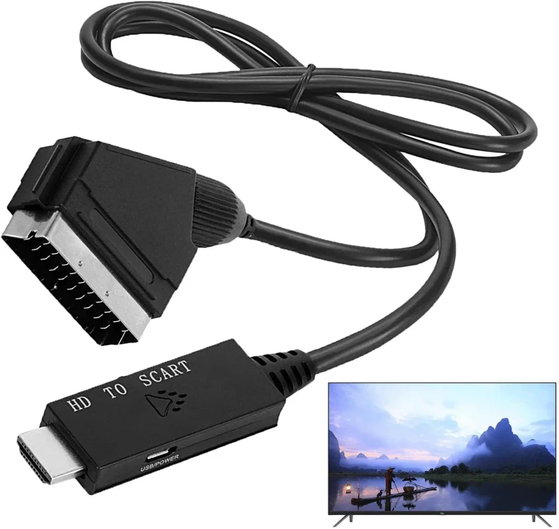 ABS-Housing-1m-1080P-HDMI-to-Scart-Cable-Male-to-Male-Audio-Video-Cable