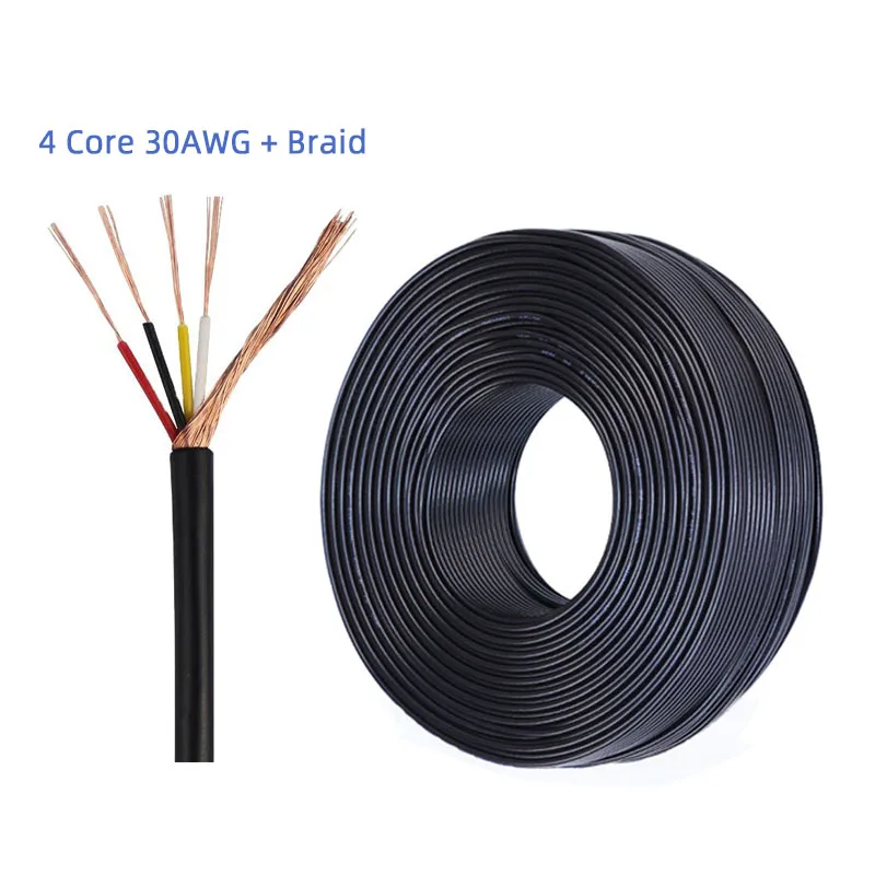 AWM-2854-30AWG-4-Core-Braid-Shielded-PVC-Jacket-Pure-Copper-Conductor-Electronic-USB-Data-Cable-500m-Roll