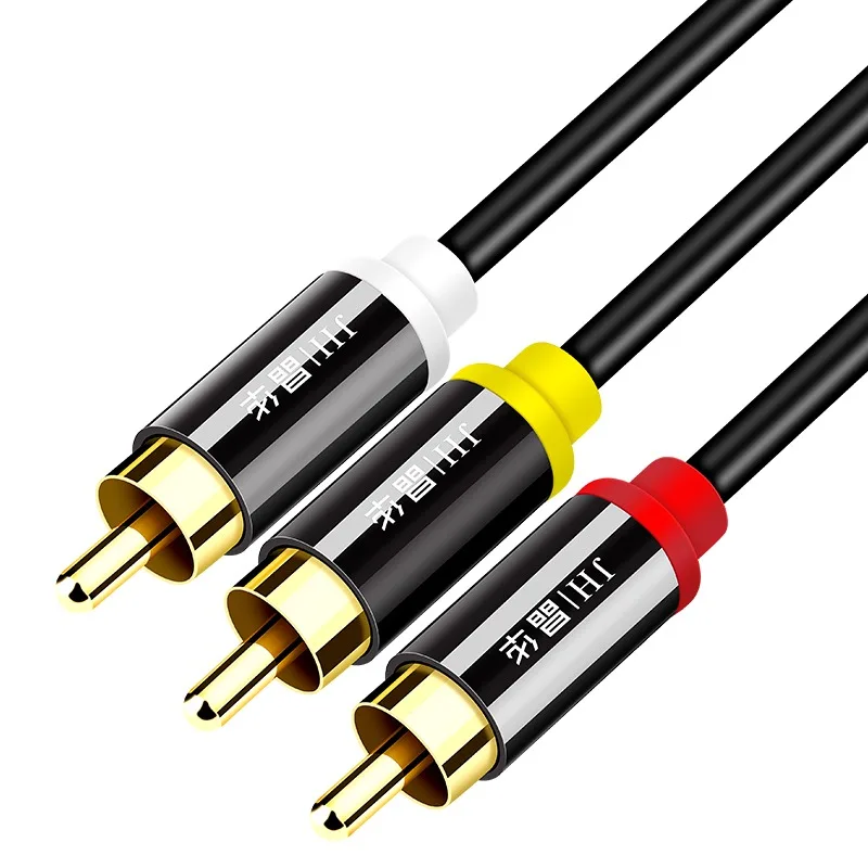 Alloy-Three-to-Three-Lotus-Head-Audio-and-Video-Cable-DVD-Player-VCD-Connection-TV-Box-Connection-Cable-Metal-Shielding