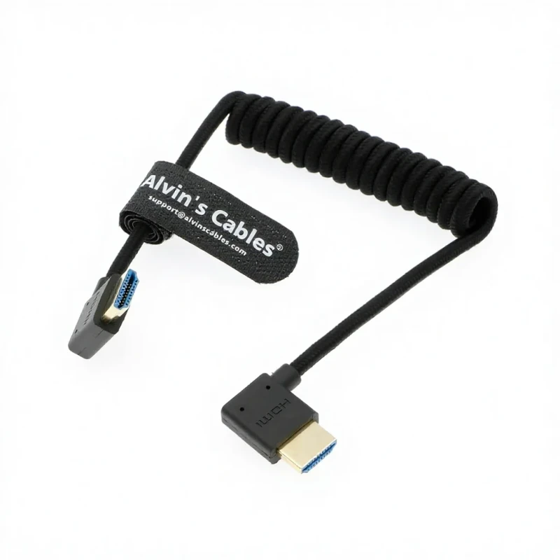Alvins-Cables-8K-2.1-High-Speed-Braided-Coiled-Cable-Right-Angle-to-Right-Angle-Atomos-Ninja-V-Portkeys-BM5-for-C300