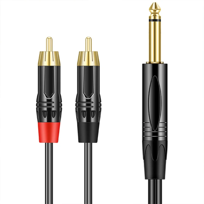 Audio-Video-Cables-6.35mm-TRS-Jack-Male-Plug-to-Dual-RCA-HiFi-Sound-RCA-Auxiliary-TV-Connection-Amplifier