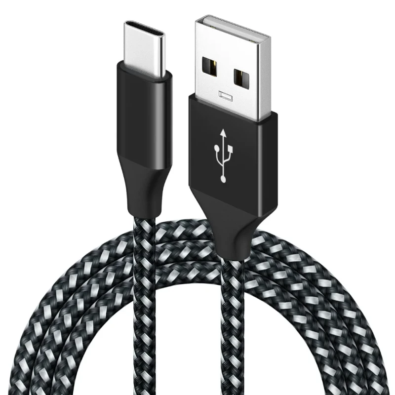 Black-Braided-Nylon-Type-C-Data-Cable-Pure-Copper-Conductor-Fast-Charge-Aluminum-Alloy-for-Mobile-Phone