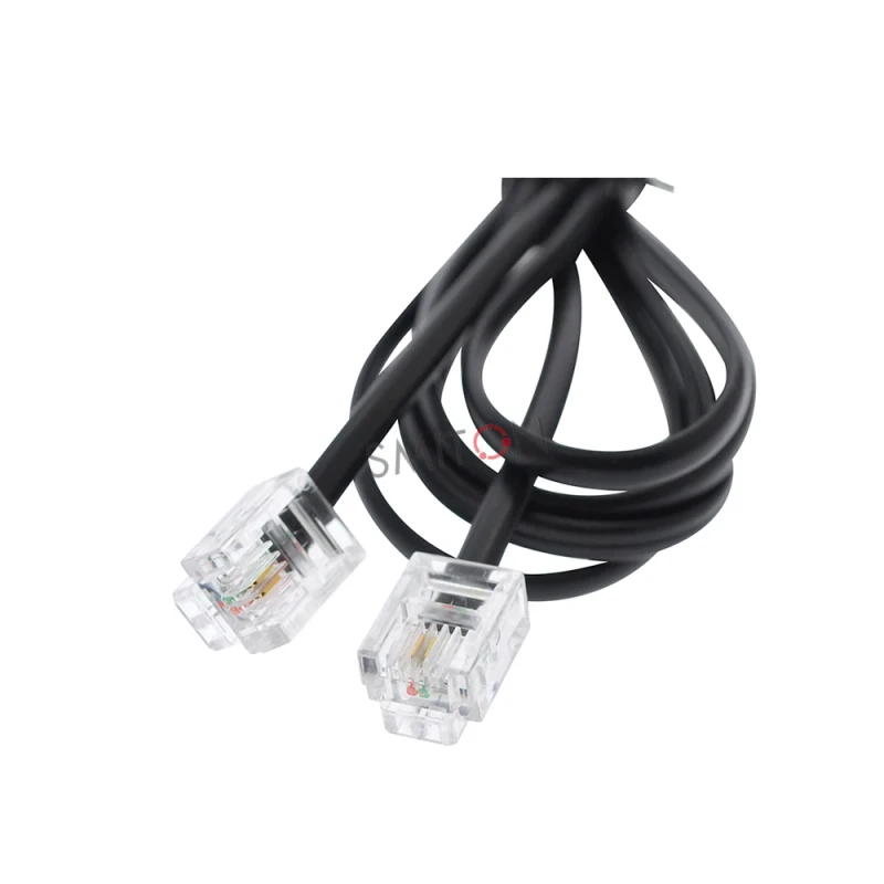 Black-Indoor-Copper-2-Conductor-28AWG-1m-3ft-Flat-RJ11-6P2C-Telephone-Cable